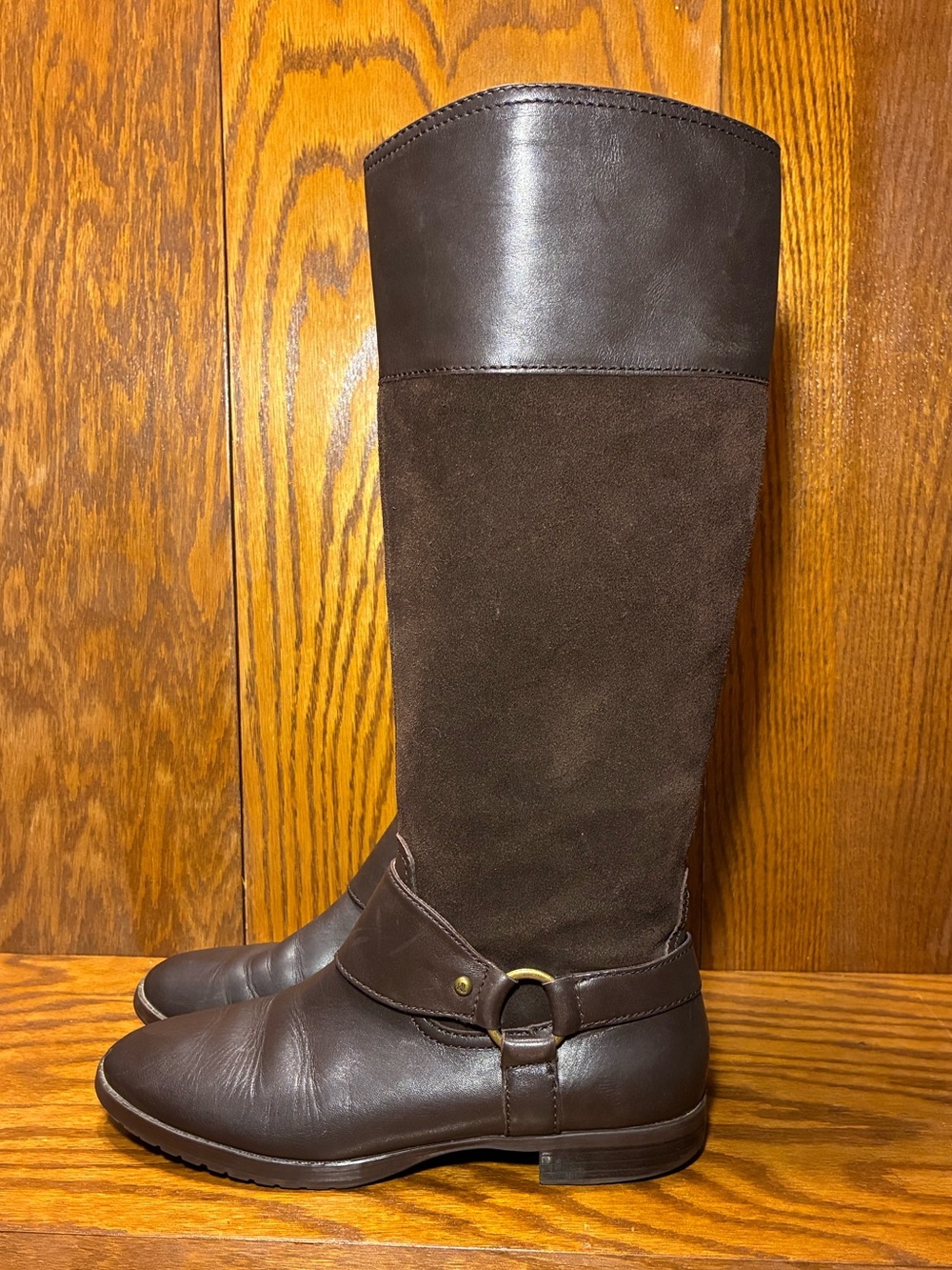 Lauren Ralph Lauren Brown Leather & Suede Knee Boots